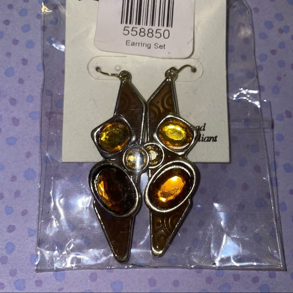 True Contemporary Gold Toned Dangle Earrings - Picture 4 of 4